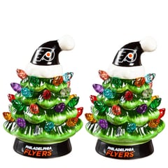 Philadelphia Flyers 2-Pack 4" Ceramic LED Christmas Tree Set