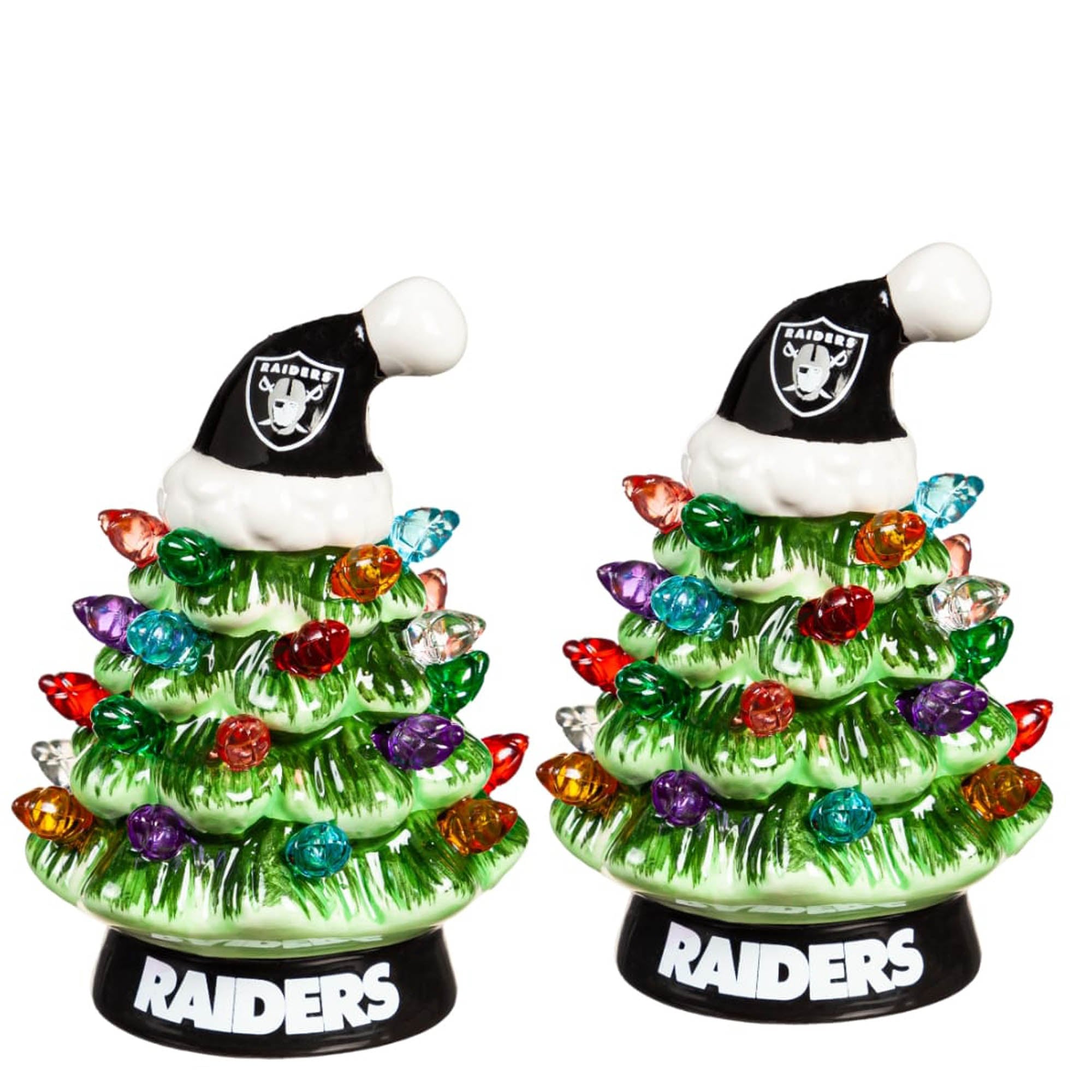 Las Vegas Raiders 2-Pack 4″ Ceramic LED Christmas Tree Set Las Vegas Raiders 2-Pack 4″ Ceramic LED Christmas Tree Set