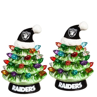 "Las Vegas Raiders 2-Pack 4"" Ceramic LED Christmas Tree Set"