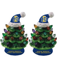 South Dakota State Jackrabbits 2-Pack 4" Ceramic LED Christmas Tree Set