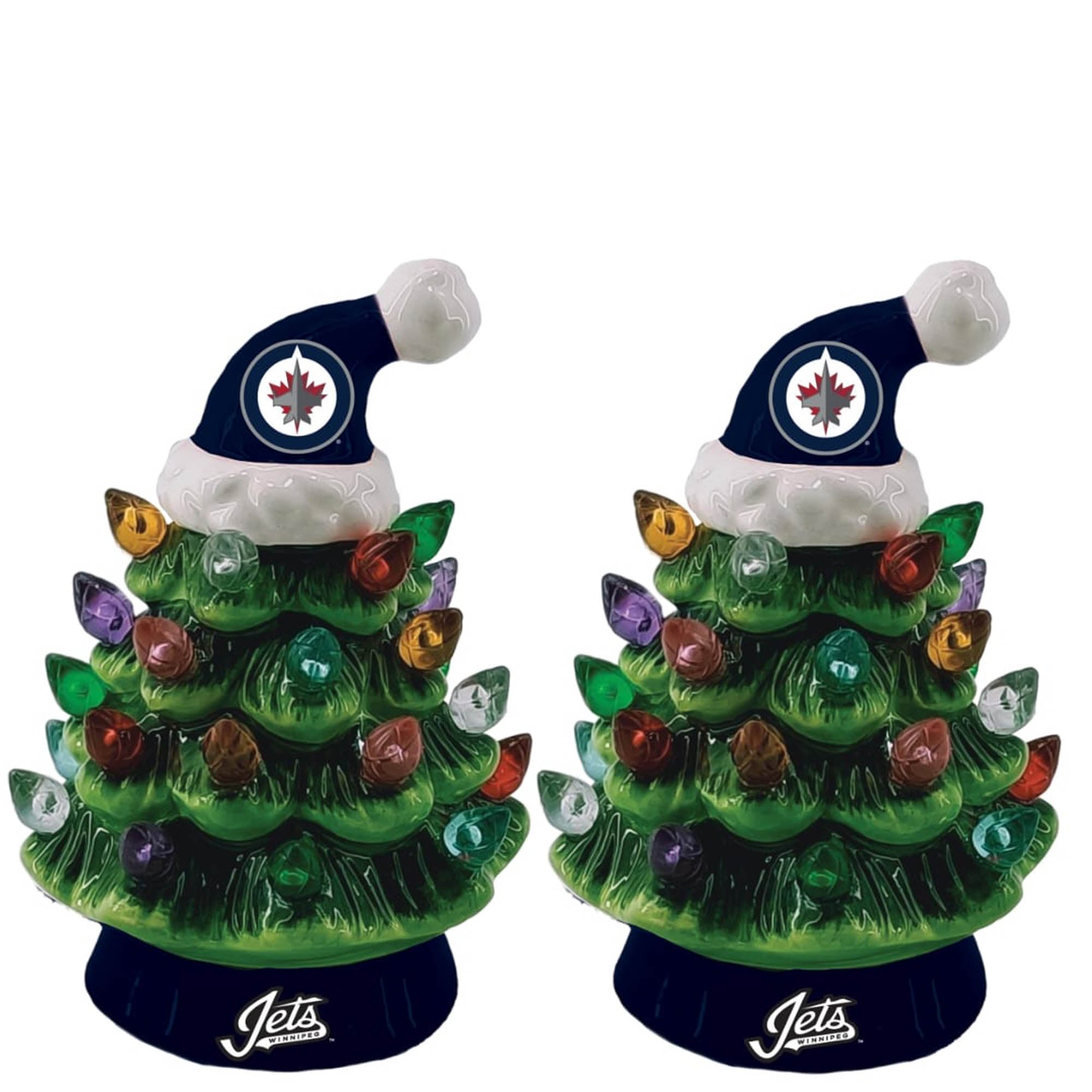 Winnipeg Jets 2-Pack 4" Ceramic LED Christmas Tree Set