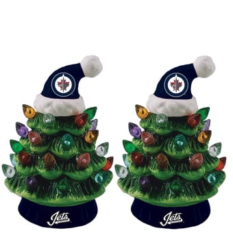 Winnipeg Jets 2-Pack 4" Ceramic LED Christmas Tree Set