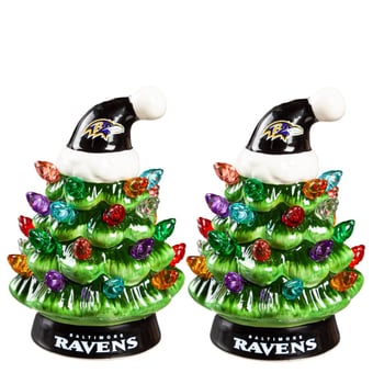 Baltimore Ravens 2-Pack 4" Ceramic LED Christmas Tree Set