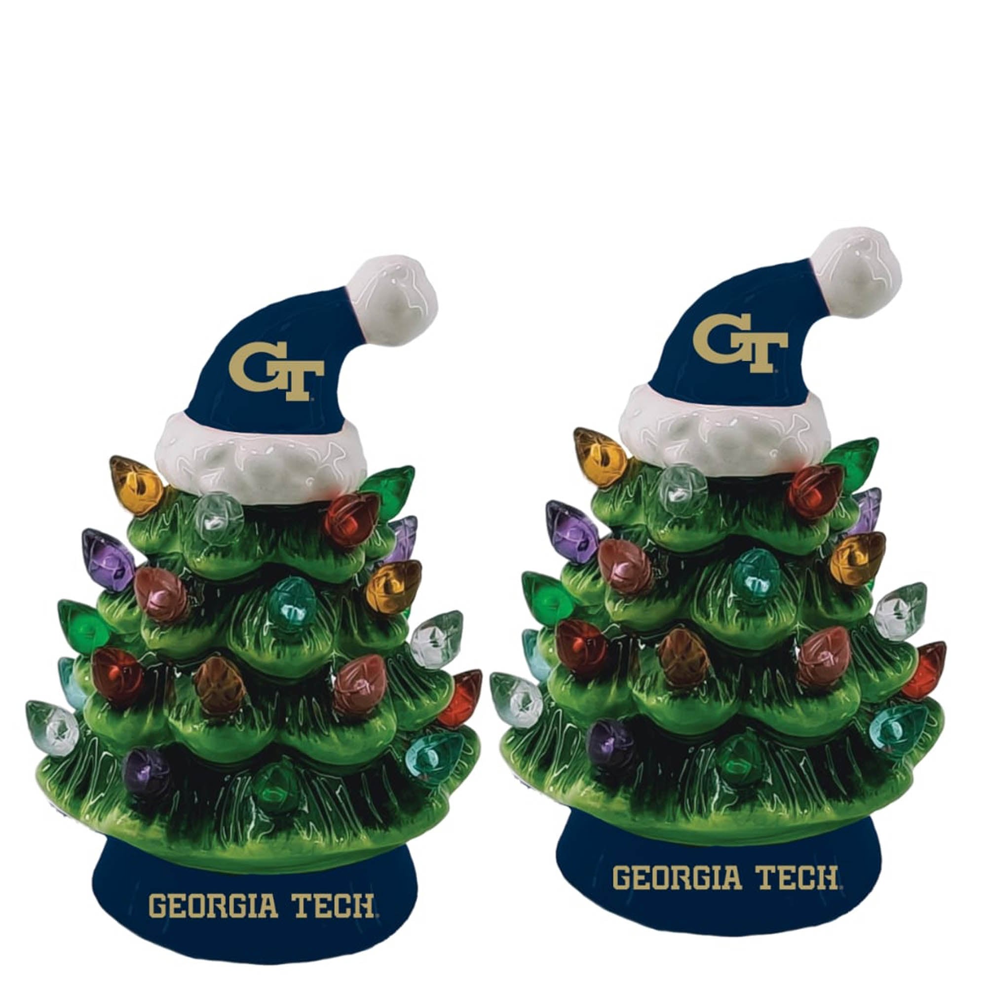 Georgia Tech Yellow Jackets 2-Pack 4" Ceramic LED Christmas Tree Set