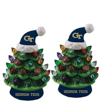 Georgia Tech Yellow Jackets 2-Pack 4" Ceramic LED Christmas Tree Set