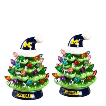 "Michigan Wolverines 2-Pack 4"" Ceramic LED Christmas Tree Set"