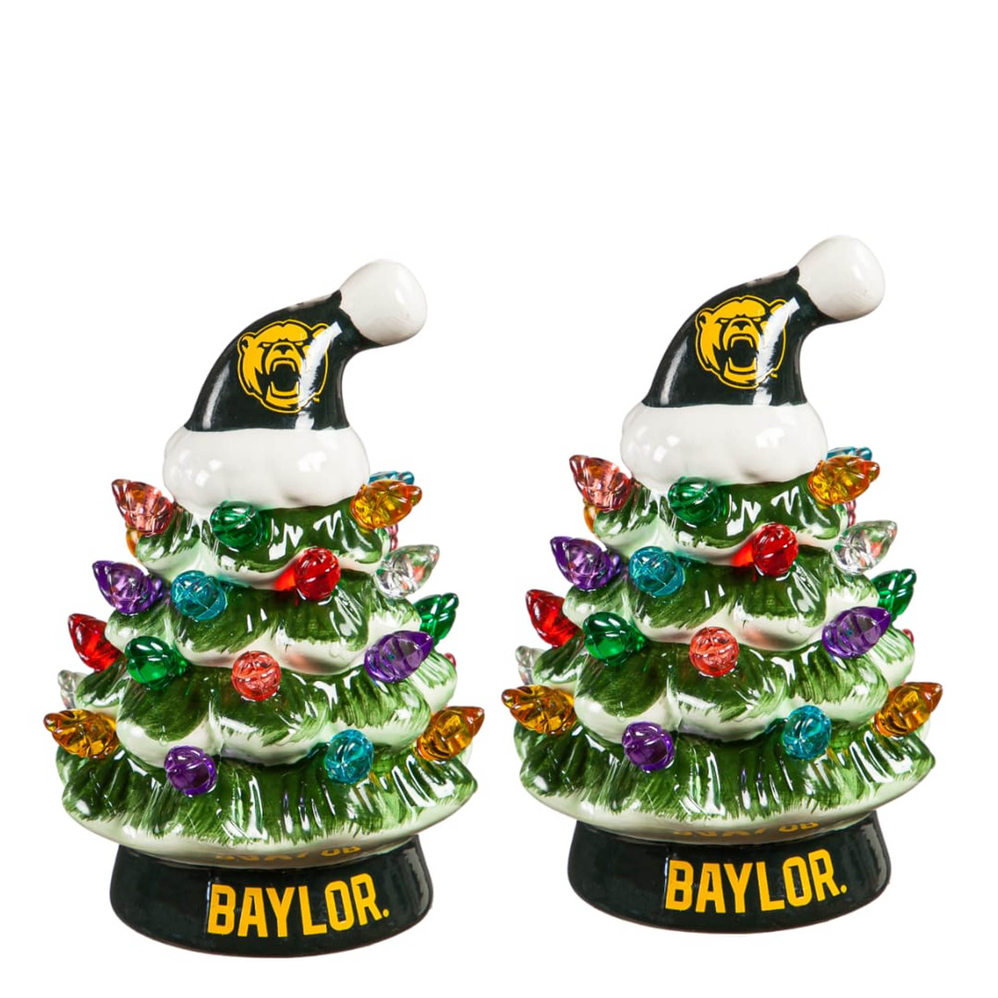 Baylor Bears 2-Pack 4" Ceramic LED Christmas Tree Set
