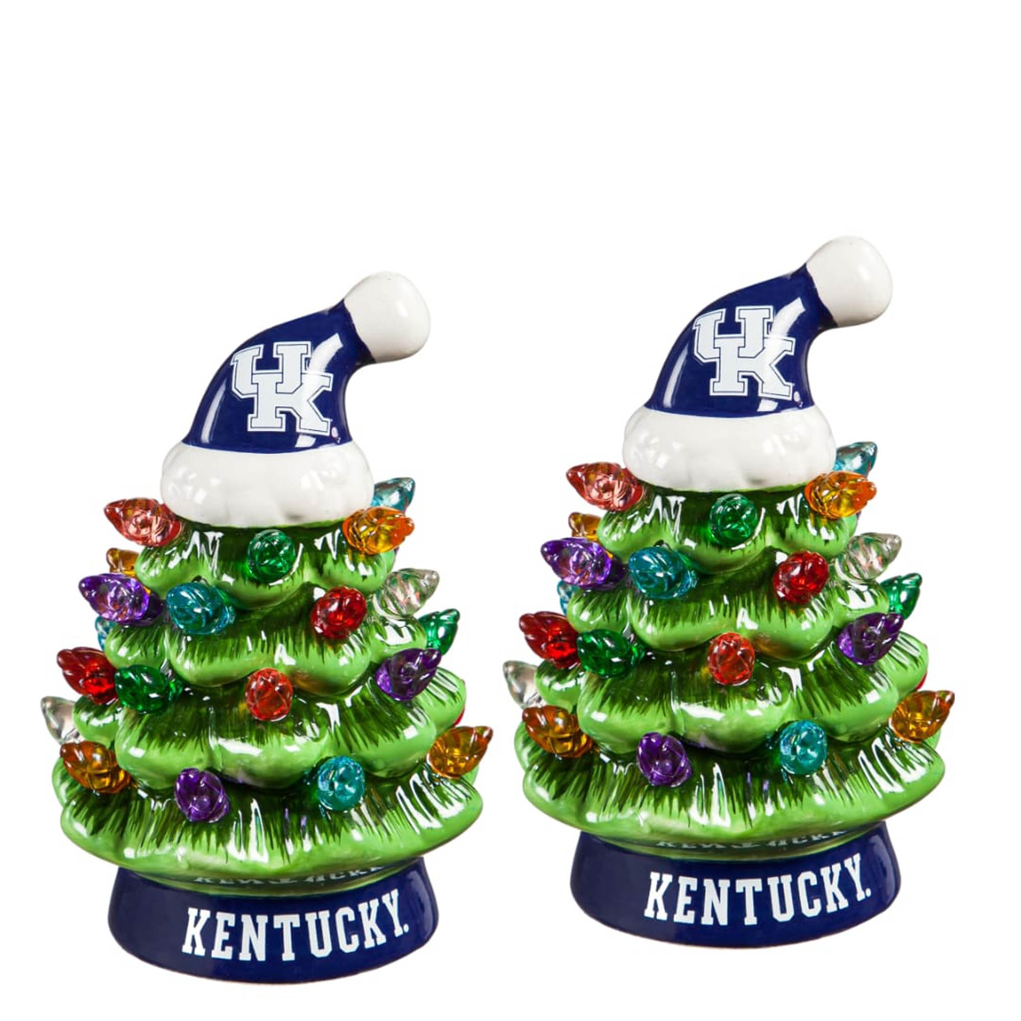 Kentucky Wildcats 2-Pack 4" Ceramic LED Christmas Tree Set