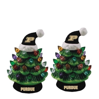 Purdue Boilermakers 2-Pack 4" Ceramic LED Christmas Tree Set
