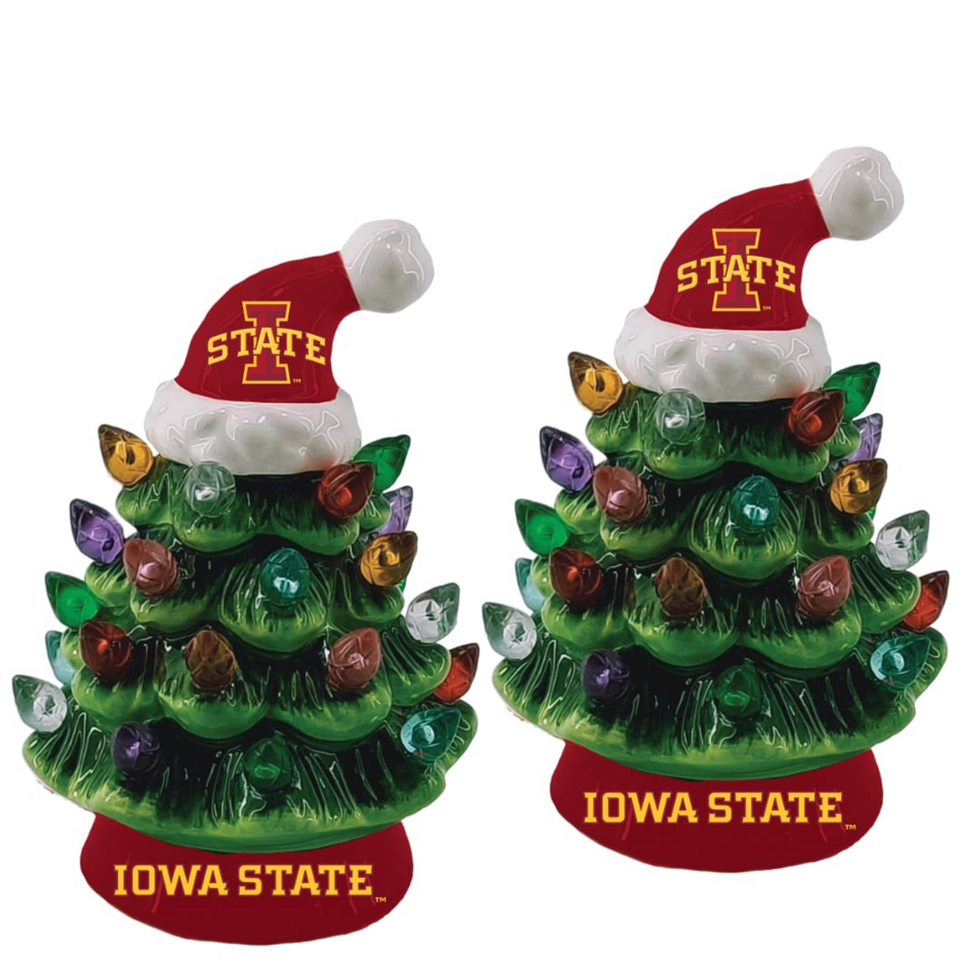 Iowa State Cyclones 2-Pack 4" Ceramic LED Christmas Tree Set