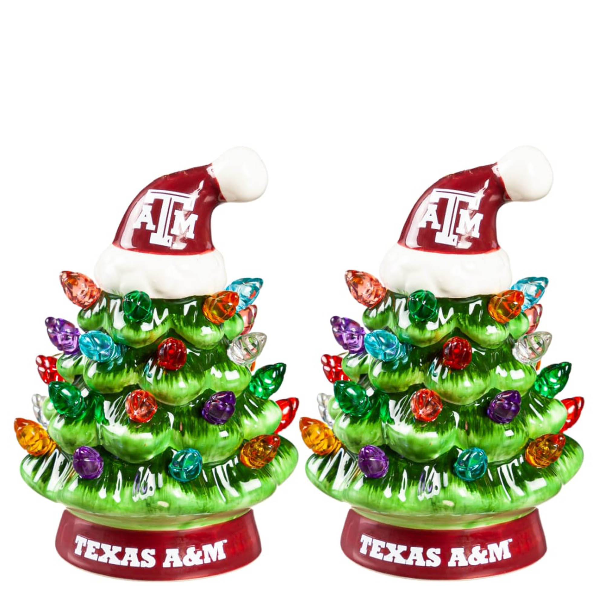 Texas A&M Aggies 2-Pack 4" Ceramic LED Christmas Tree Set