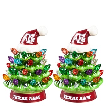 "Texas A&M Aggies 2-Pack 4"" Ceramic LED Christmas Tree Set"