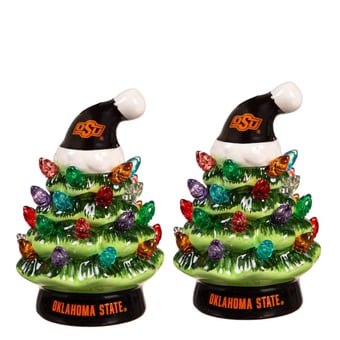 Oklahoma State Cowboys 2-Pack 4" Ceramic LED Christmas Tree Set