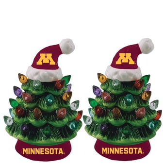 Minnesota Golden Gophers 2-Pack 4" Ceramic LED Christmas Tree Set