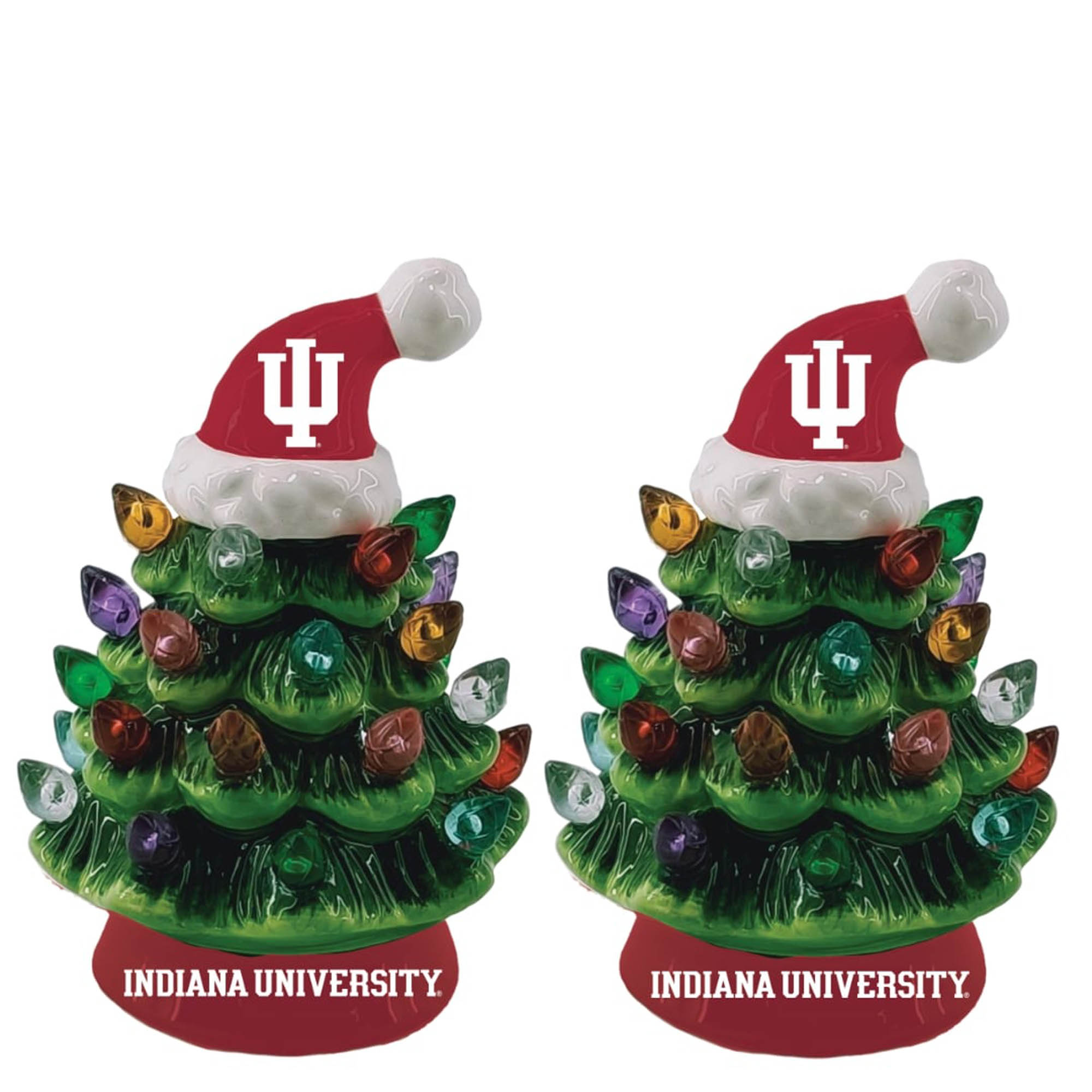 Indiana Hoosiers 2-Pack 4" Ceramic LED Christmas Tree Set
