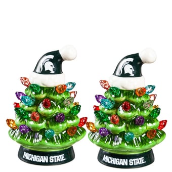 "Michigan State Spartans 2-Pack 4"" Ceramic LED Christmas Tree Set"
