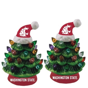 Washington State Cougars 2-Pack 4" Ceramic LED Christmas Tree Set