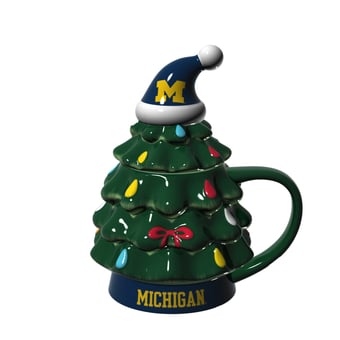 Michigan Wolverines 14oz. Christmas Tree Mug With Lid