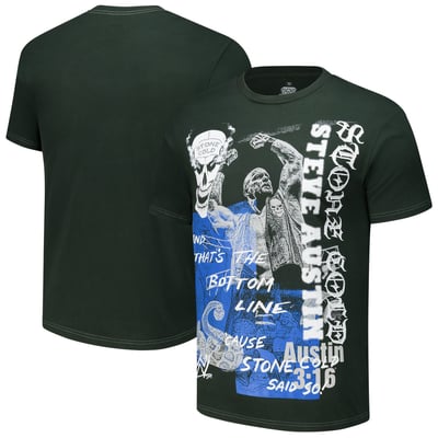 Men's Ripple Junction Forest Green "Stone Cold" Steve Austin Poster Collage T-Shirt