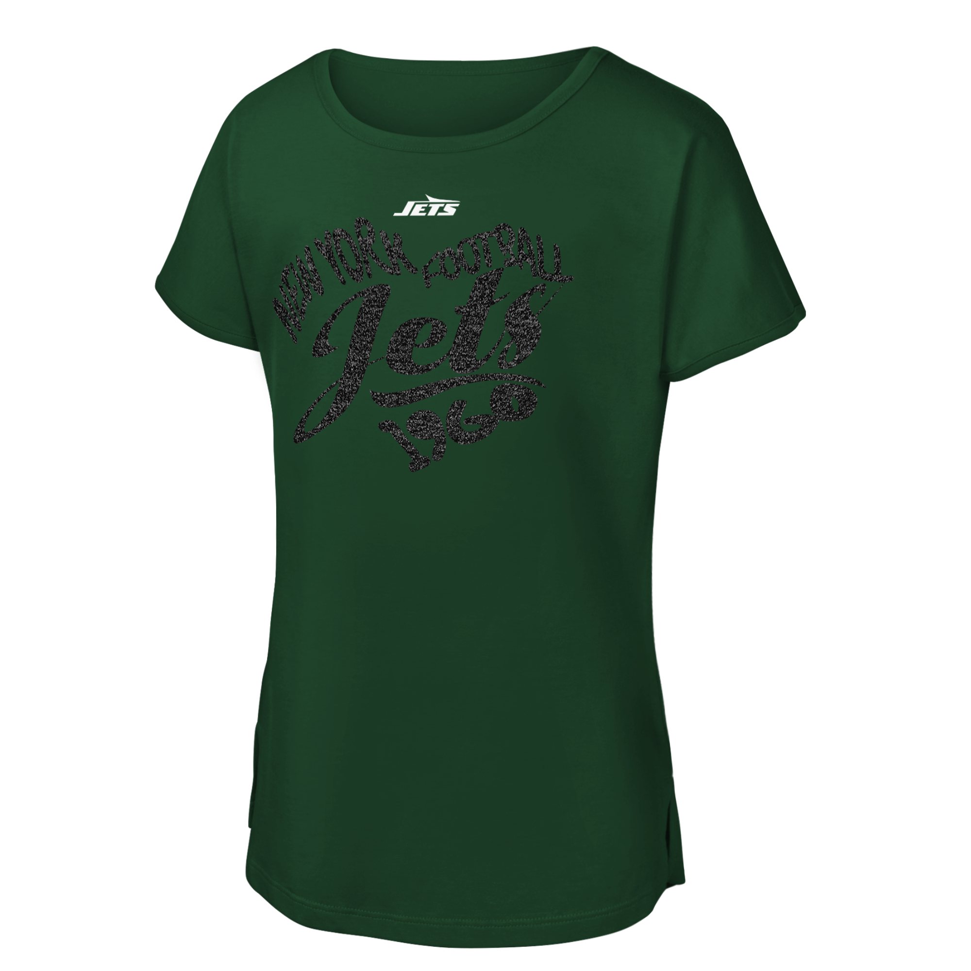 Girls Youth Green New York Jets Script Heart Dolman T-Shirt Girls Youth Green New York Jets Script Heart Dolman T-Shirt