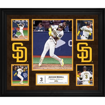 Jackson Merrill San Diego Padres Framed 2024 Debut 5-Photo Collage