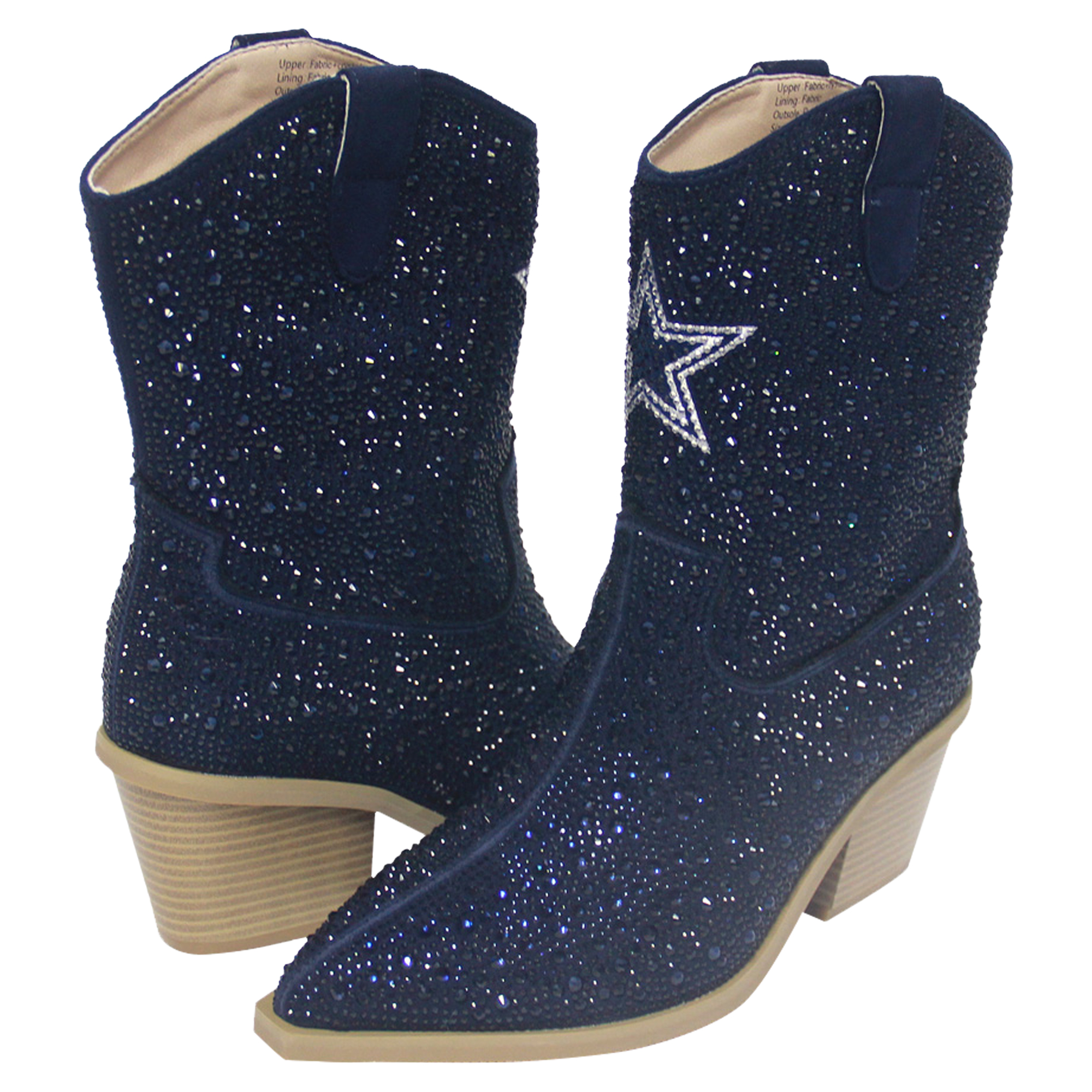 Women's FABGATING by Cuce Navy Dallas Cowboys Crystal Ankle Boots