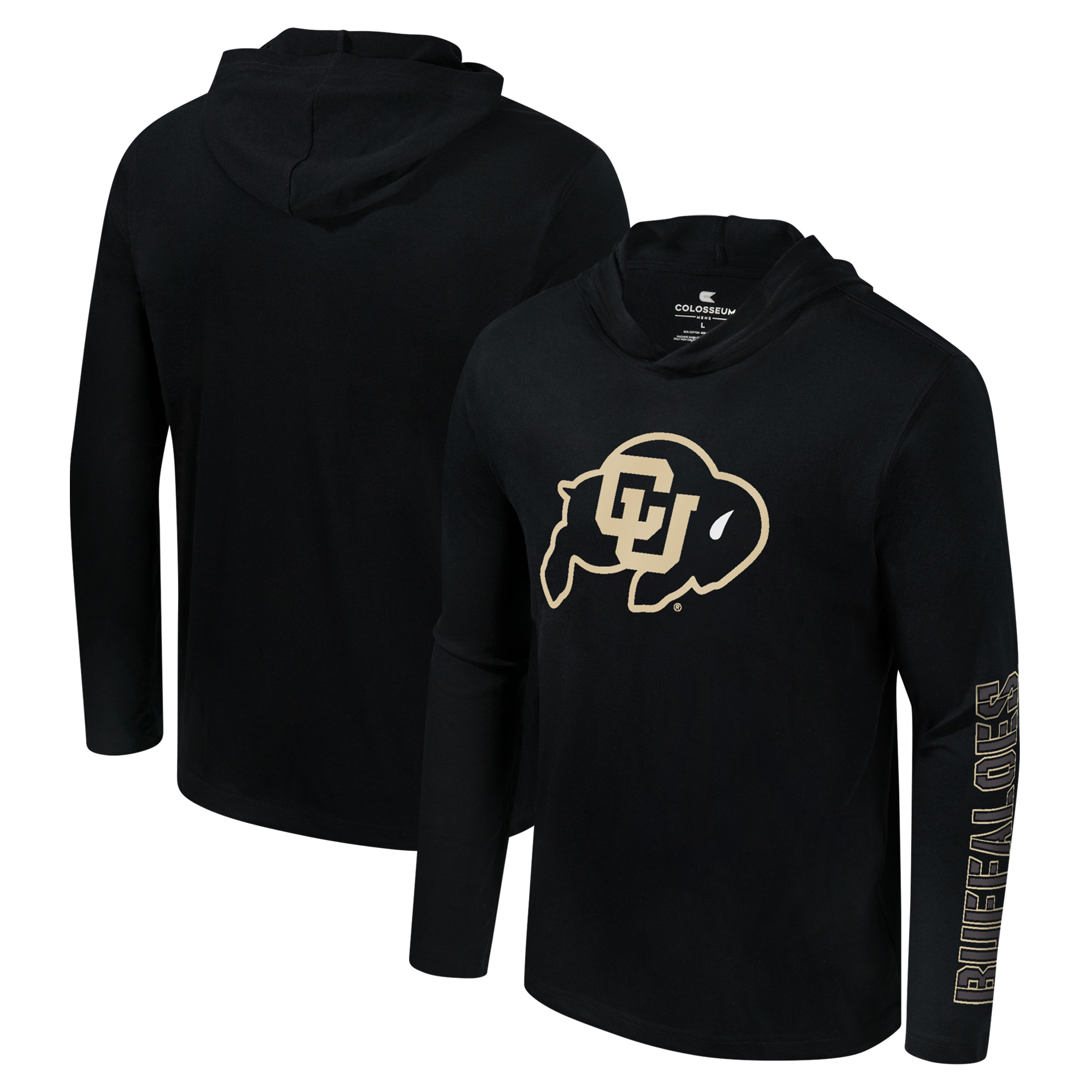 Men’s Colosseum Black Colorado Buffaloes Color Pop Active Blend 2-Hit Long Sleeve Hooded T-Shirt Men’s Colosseum Black Colorado Buffaloes Color Pop Active Blend 2-Hit Long Sleeve Hooded T-Shirt