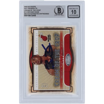 Dwyane Wade Miami Heat Autographed 2003-04 Fleer Hoops Hot Prospects Cream of the Crop #13 Beckett Fanatics Witnessed Authenticated 10 Rookie Card