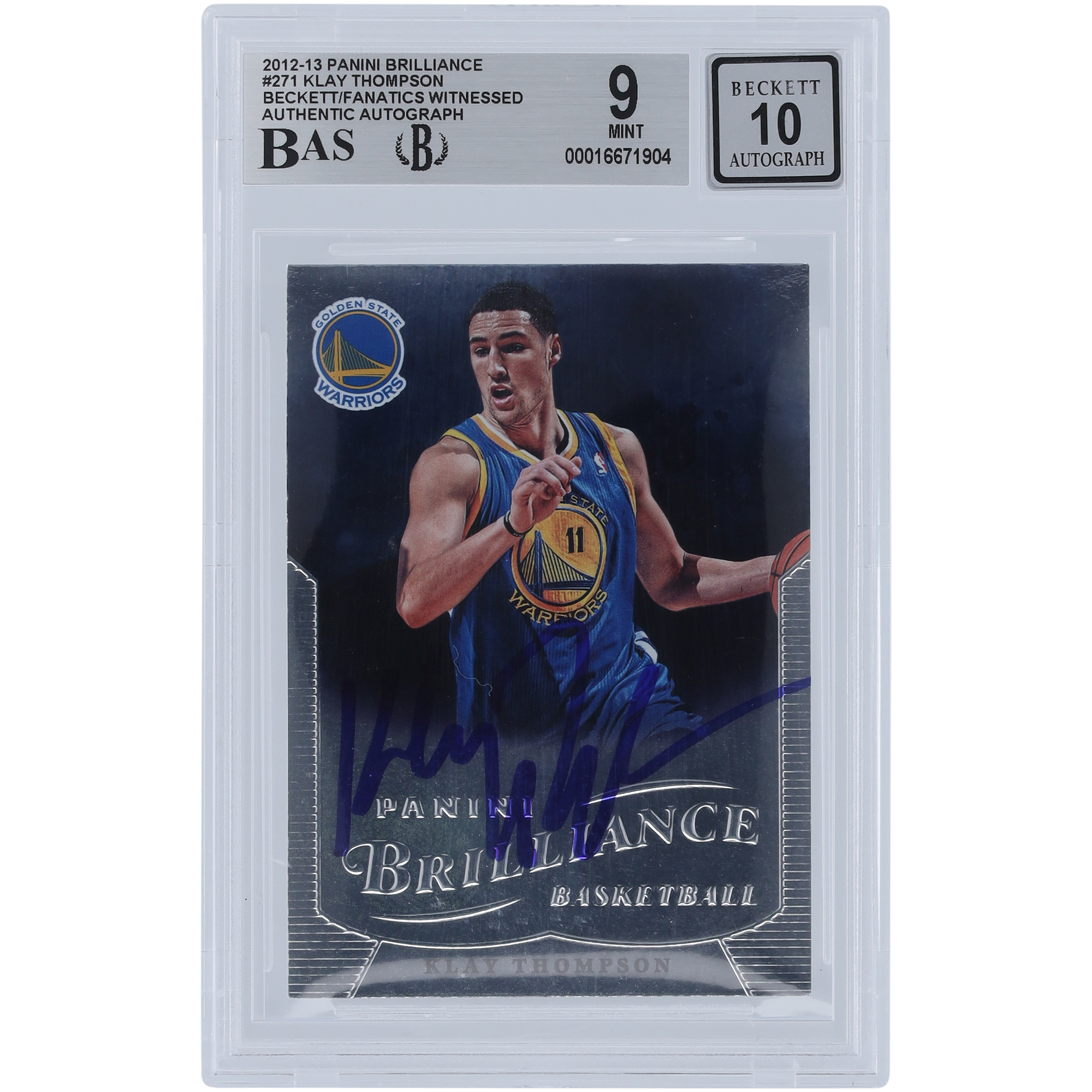 Klay Thompson Golden State Warriors Autographed 2012-13 Panini Brilliance #271 Beckett Fanatics Witnessed Authenticated 9/10 Rookie Card Klay Thompson Golden State Warriors Autographed 2012-13 Panini Brilliance #271 Beckett Fanatics Witnessed Authenticated 9/10 Rookie Card