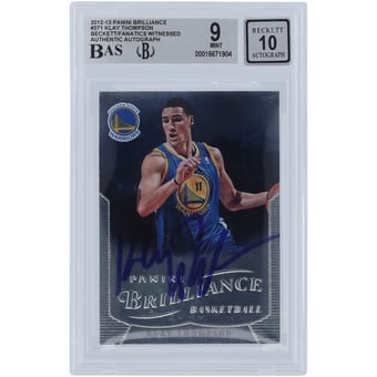 Klay Thompson Golden State Warriors Autographed 2012-13 Panini Brilliance #271 Beckett Fanatics Witnessed Authenticated 9/10 Rookie Card