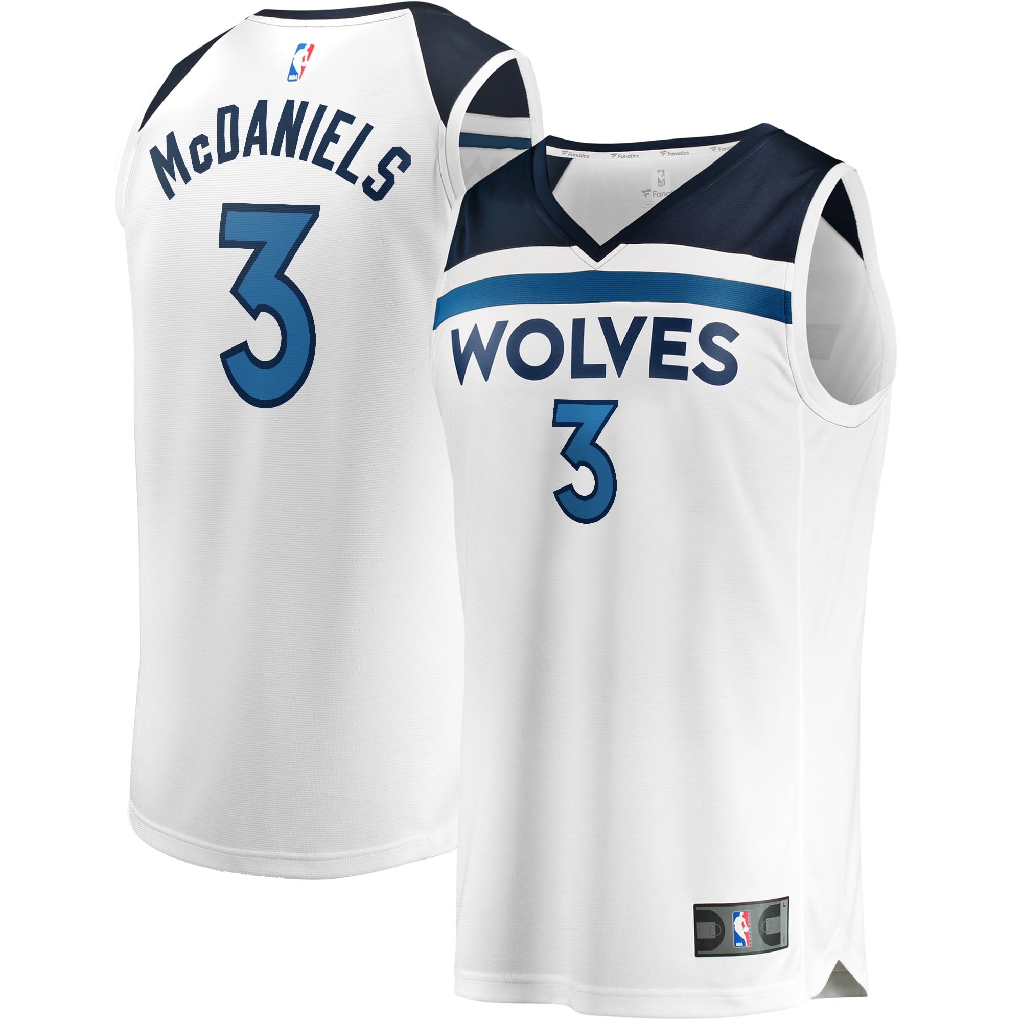 Men's Fanatics Jaden McDaniels White Minnesota Timberwolves Fast Break Replica Player Jersey - Association Edition