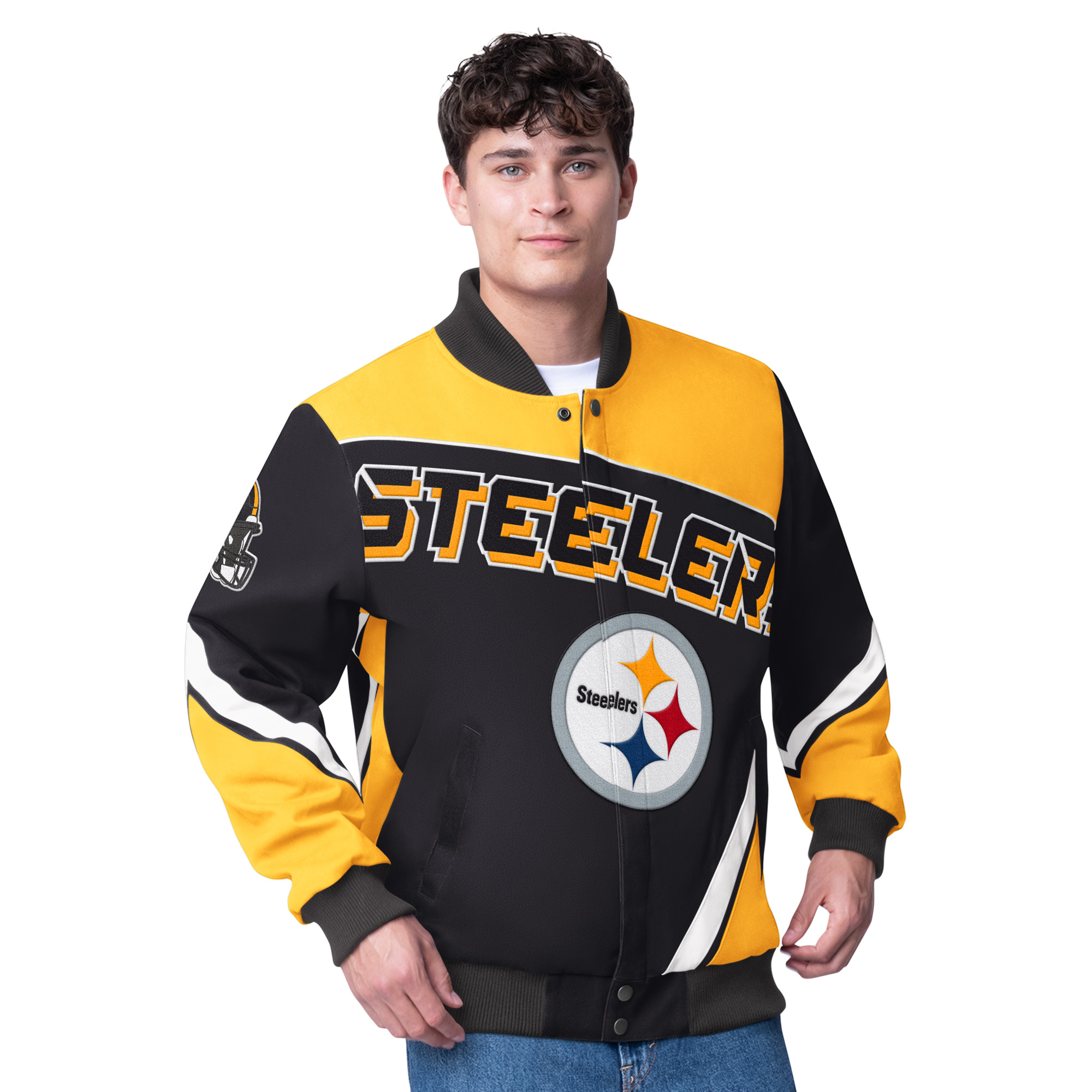 Men's G-III Extreme Black Pittsburgh Steelers Maximum Racing Full-Snap Jacket