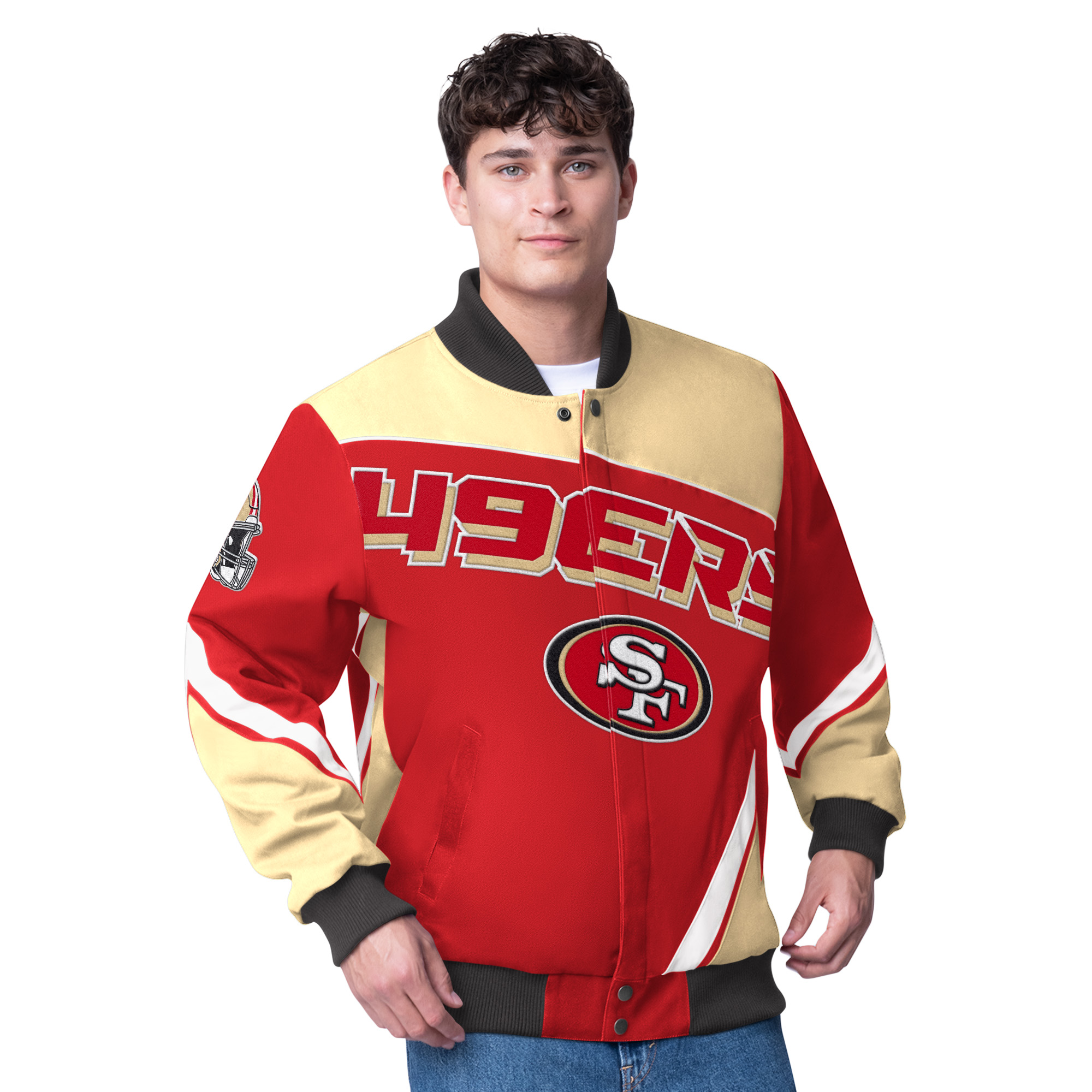 Men's G-III Extreme Scarlet San Francisco 49ers Maximum Racing Full-Snap Jacket