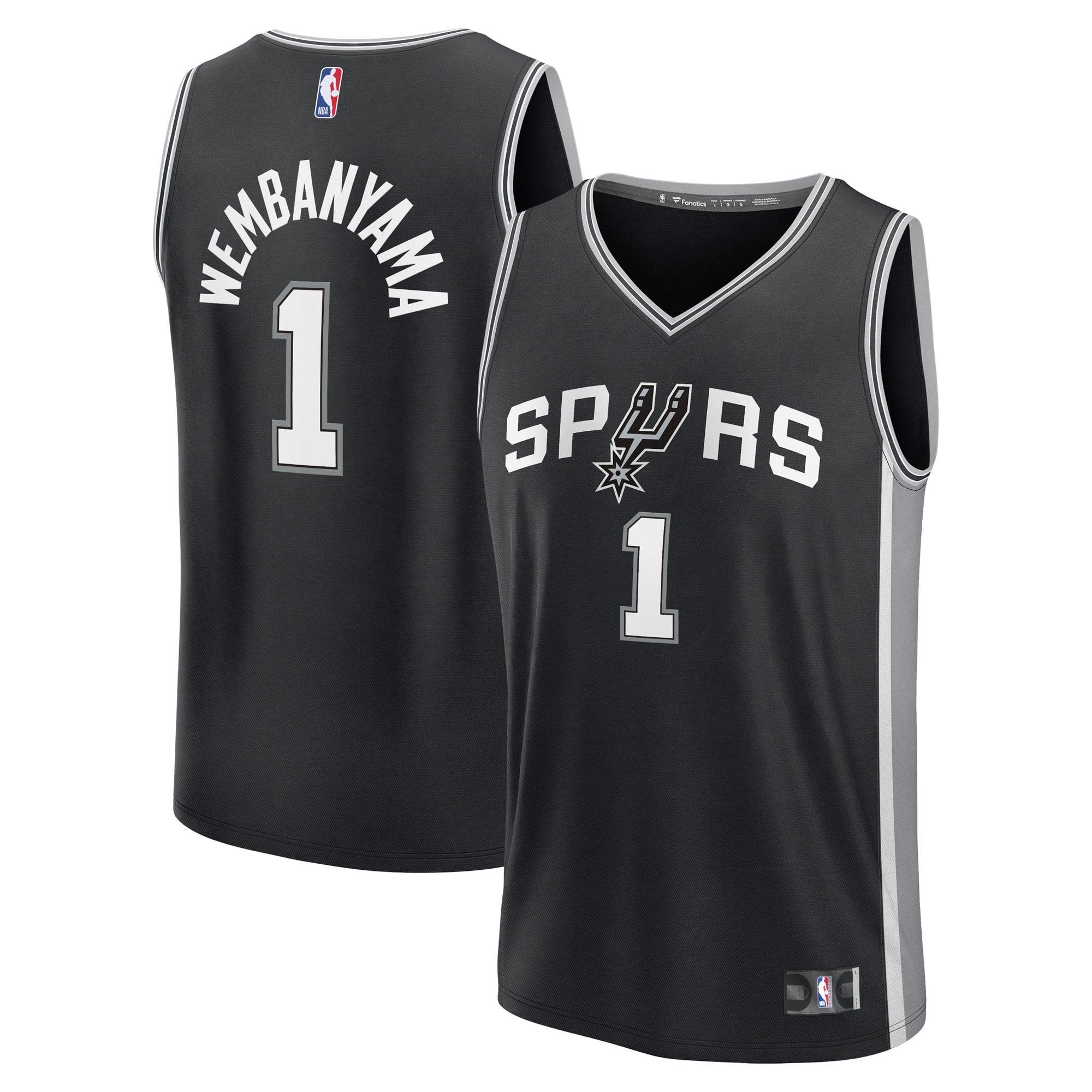 Men's Fanatics Victor Wembanyama Black San Antonio Spurs Fast Break Replica Player Jersey - Icon Edition