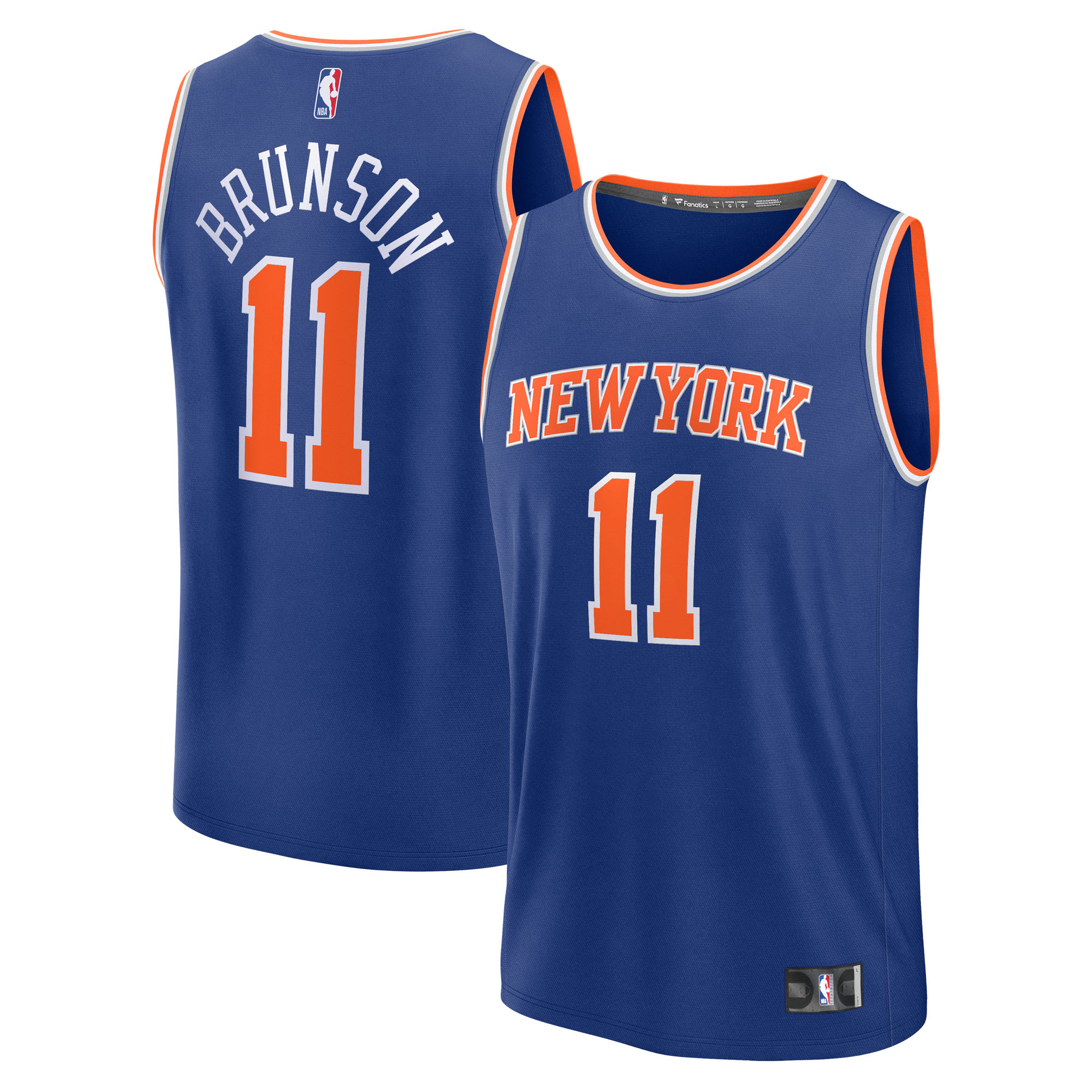 Men's Fanatics Jalen Brunson Blue New York Knicks Fast Break Replica Player Jersey - Icon Edition