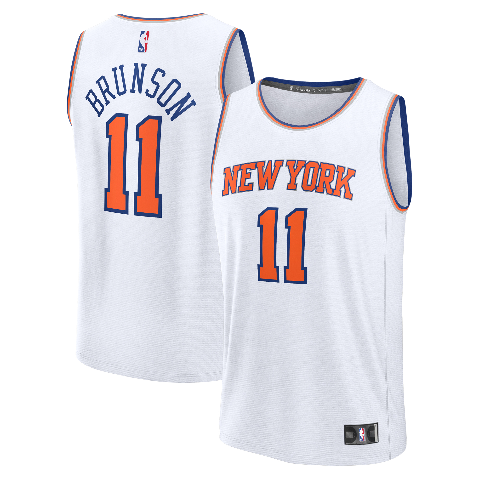 Men's Fanatics Jalen Brunson White New York Knicks Fast Break Replica Player Jersey - Association Edition