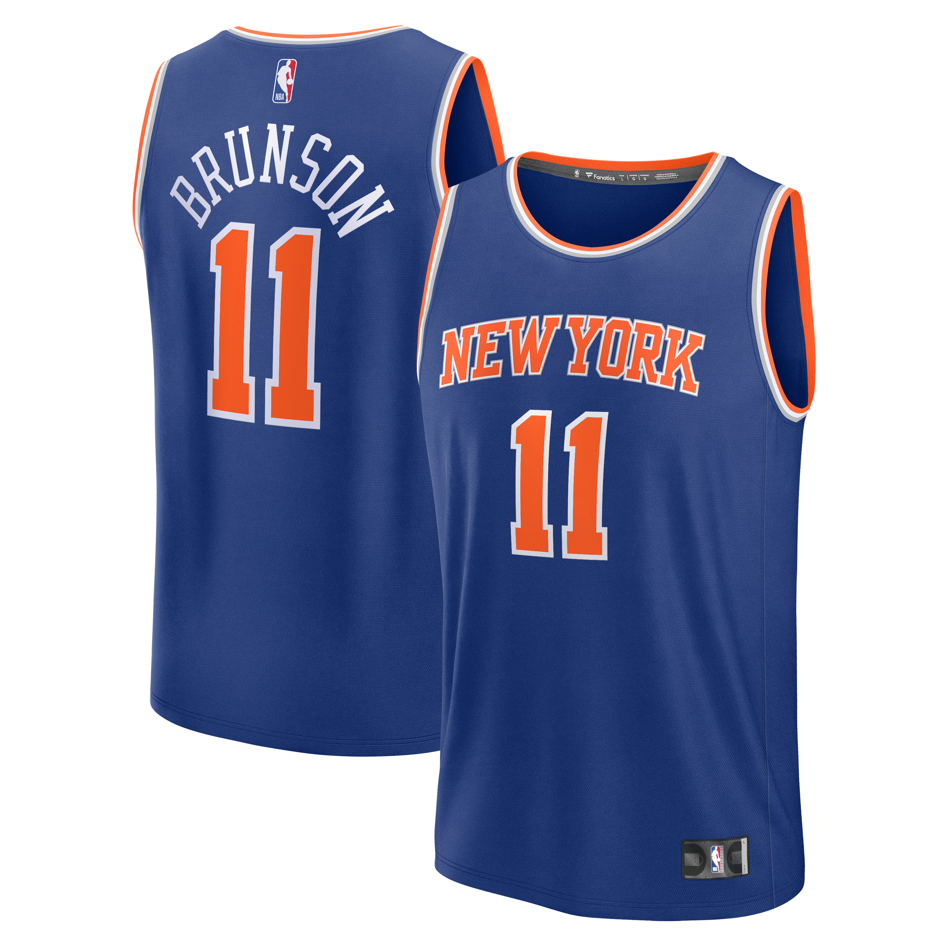 Youth Fanatics Jalen Brunson Blue New York Knicks Fast Break Replica Player Jersey - Icon Edition