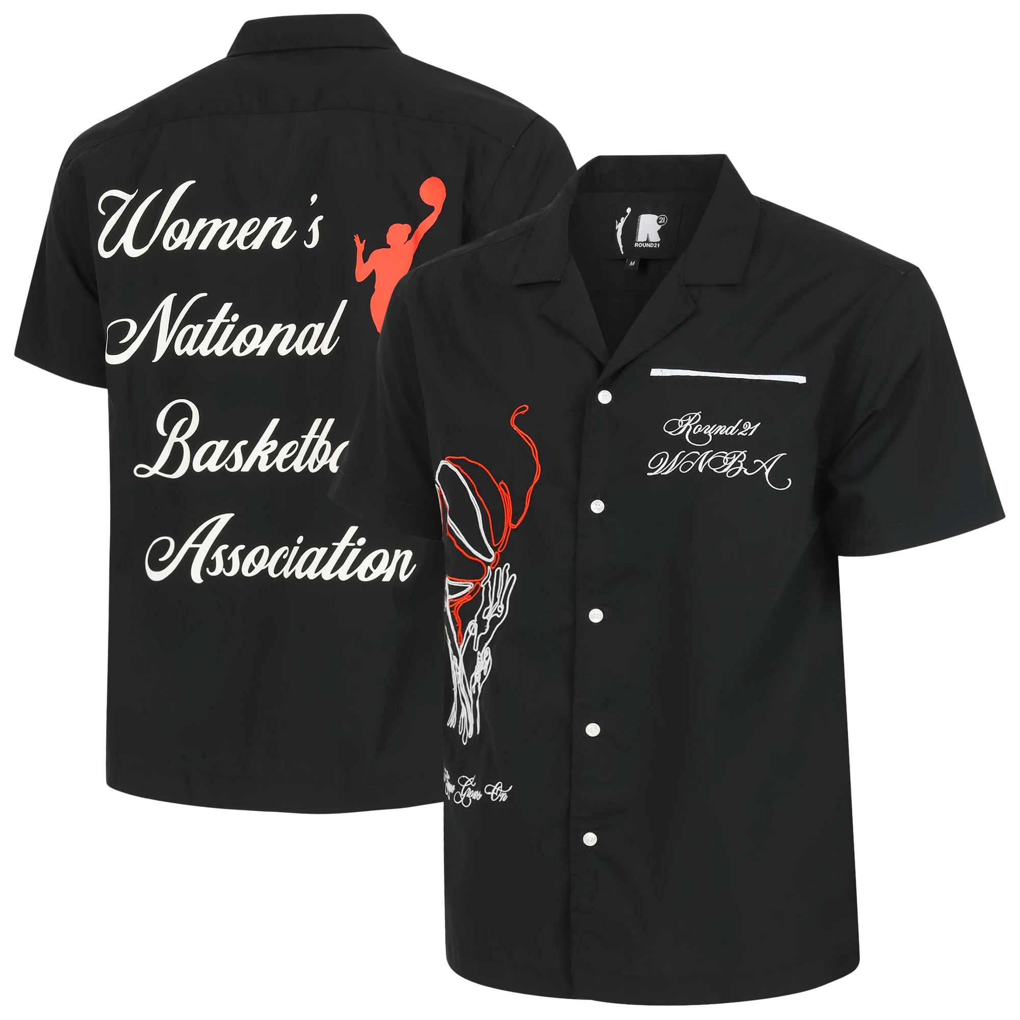 Unisex round21 Black WNBA Lucky Strike Full-Button Bowling Shirt