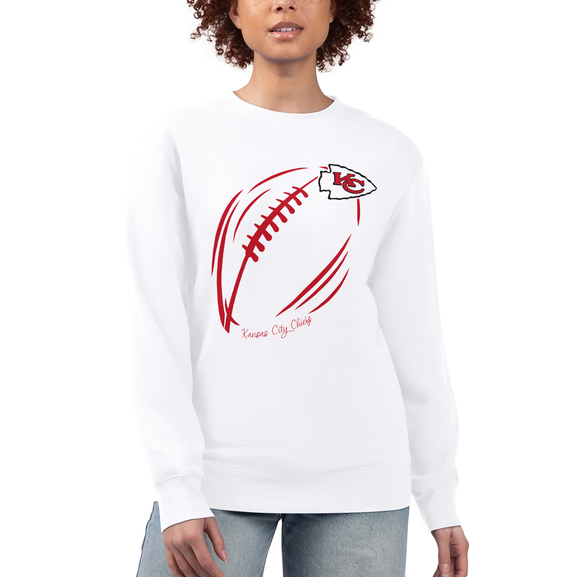 Women’s G-III 4Her by Carl Banks White Kansas City Chiefs Football Logo Graphic Fleece Tri-Blend Pullover Sweatshirt Women’s G-III 4Her by Carl Banks White Kansas City Chiefs Football Logo Graphic Fleece Tri-Blend Pullover Sweatshirt