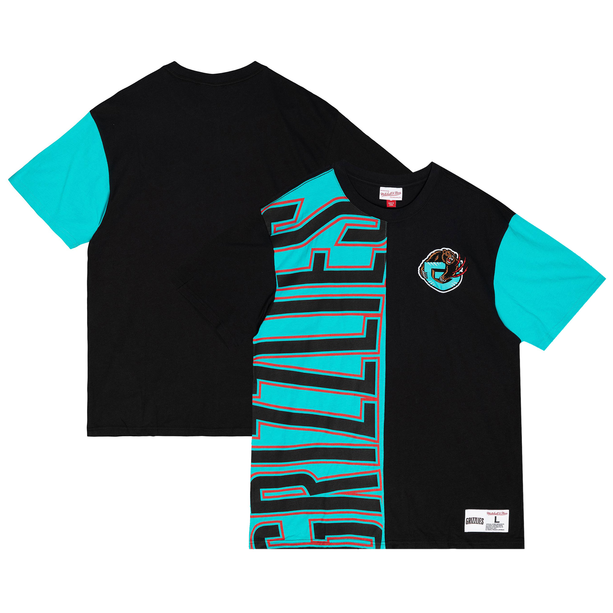 Men's Mitchell & Ness Turquoise/Black Vancouver Grizzlies Play By Play 2.0 T-Shirt