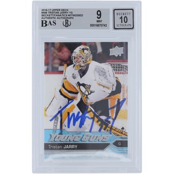 Tristan Jarry Pittsburgh Penguins Autographed 2016-17 Upper Deck Series 2 Young Guns #466 Beckett Fanatics Witnessed Authenticated /10 Rookie Card