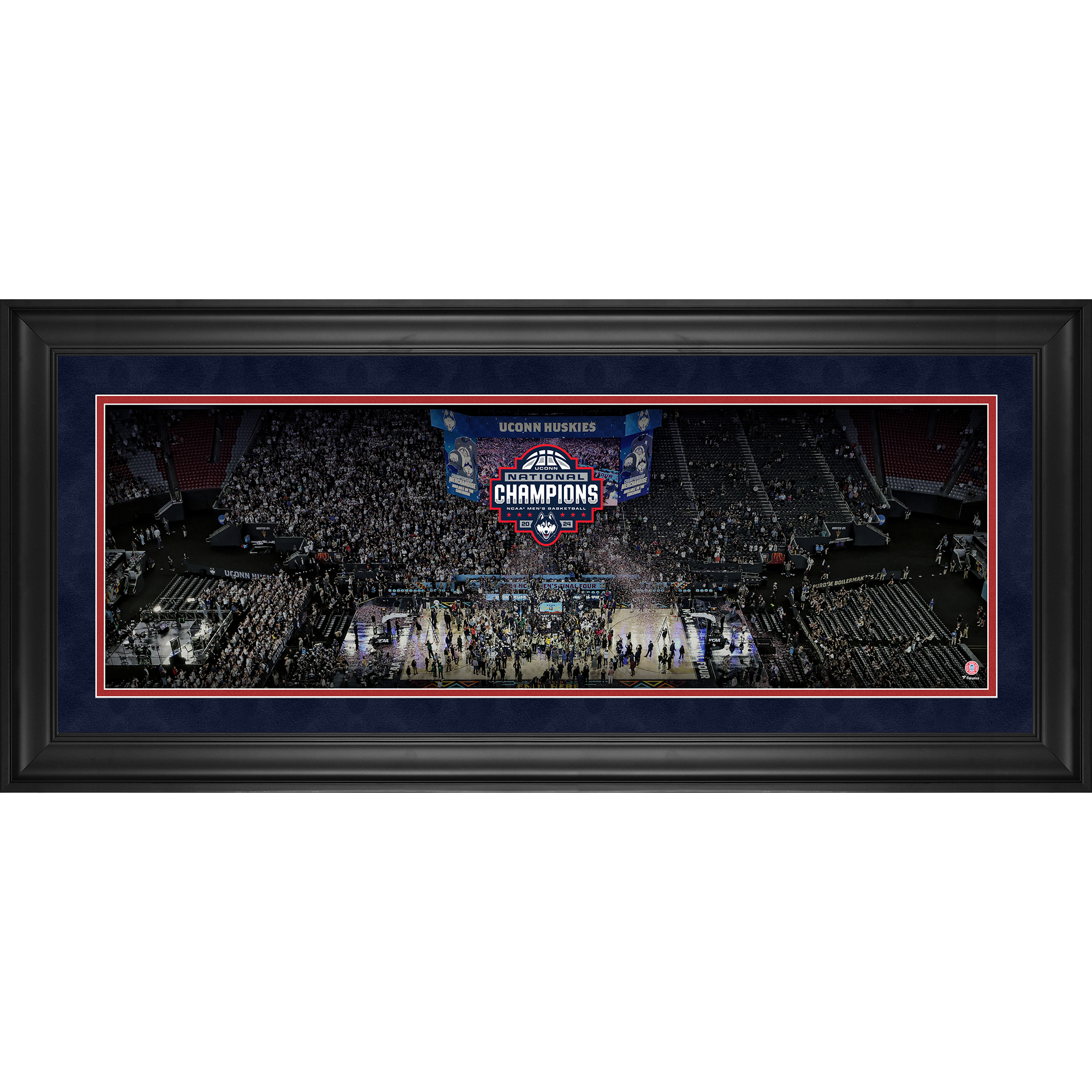 UConn Huskies 2024 NCAA Men's Basketball National Champions Framed 10" x 30" Stadium Panoramic Collage