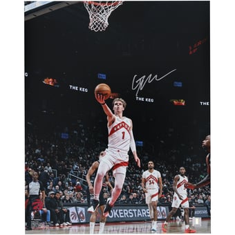 Gradey Dick Toronto Raptors Autographed 16" x 20" Layup vs. Spurs Photograph