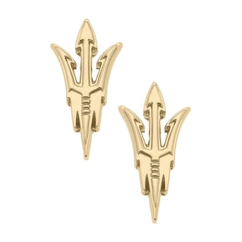 Women' CANVAS Style Arizona State Sun Devils 24K Gold Plated Stud Earrings