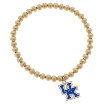 Women' CANVAS Style Kentucky Wildcats Enamel Logo Ball Bead Stretch Bracelet