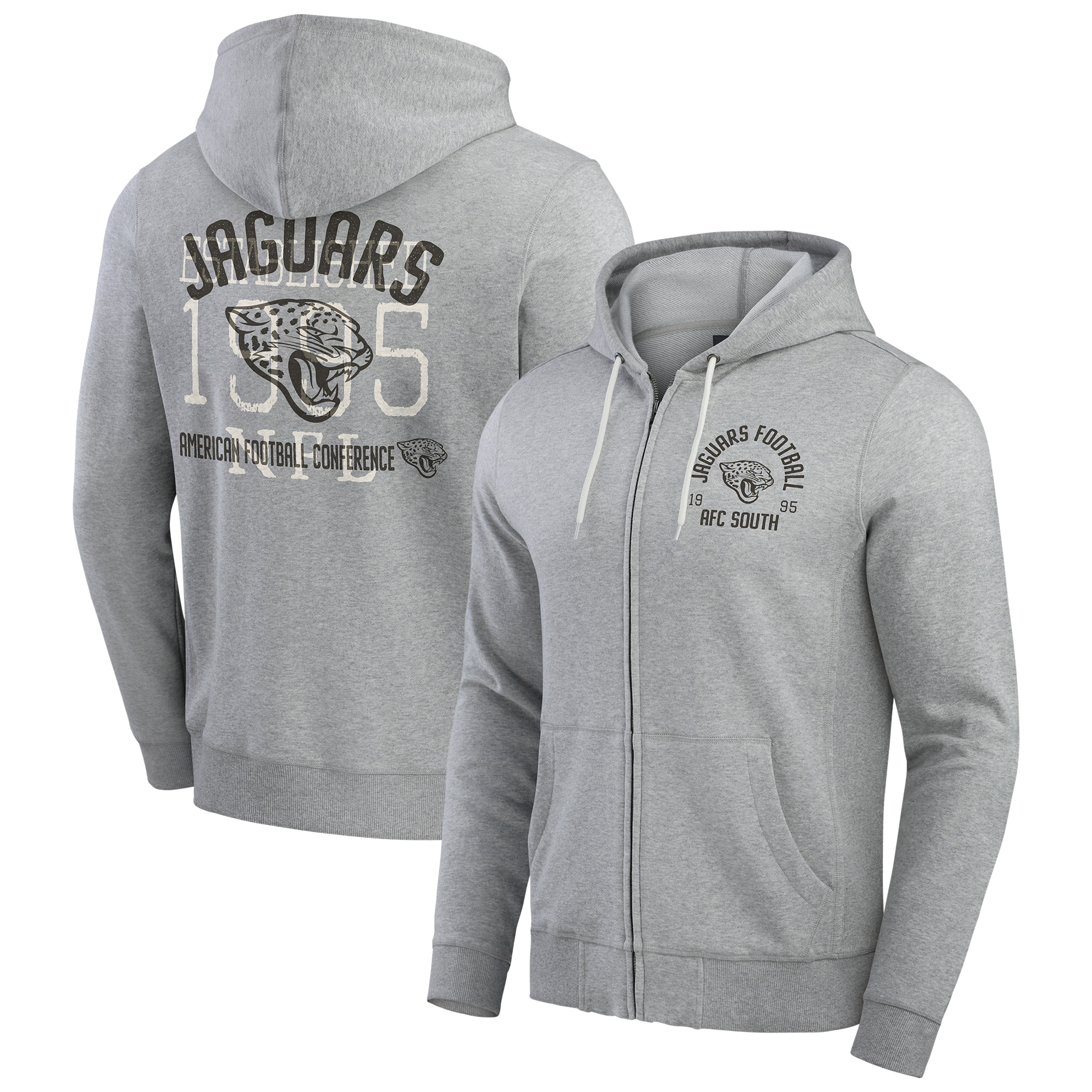 Men's Darius Rucker Collection by Fanatics Heather Gray Jacksonville Jaguars Vintage Stripe Full-Zip Hoodie