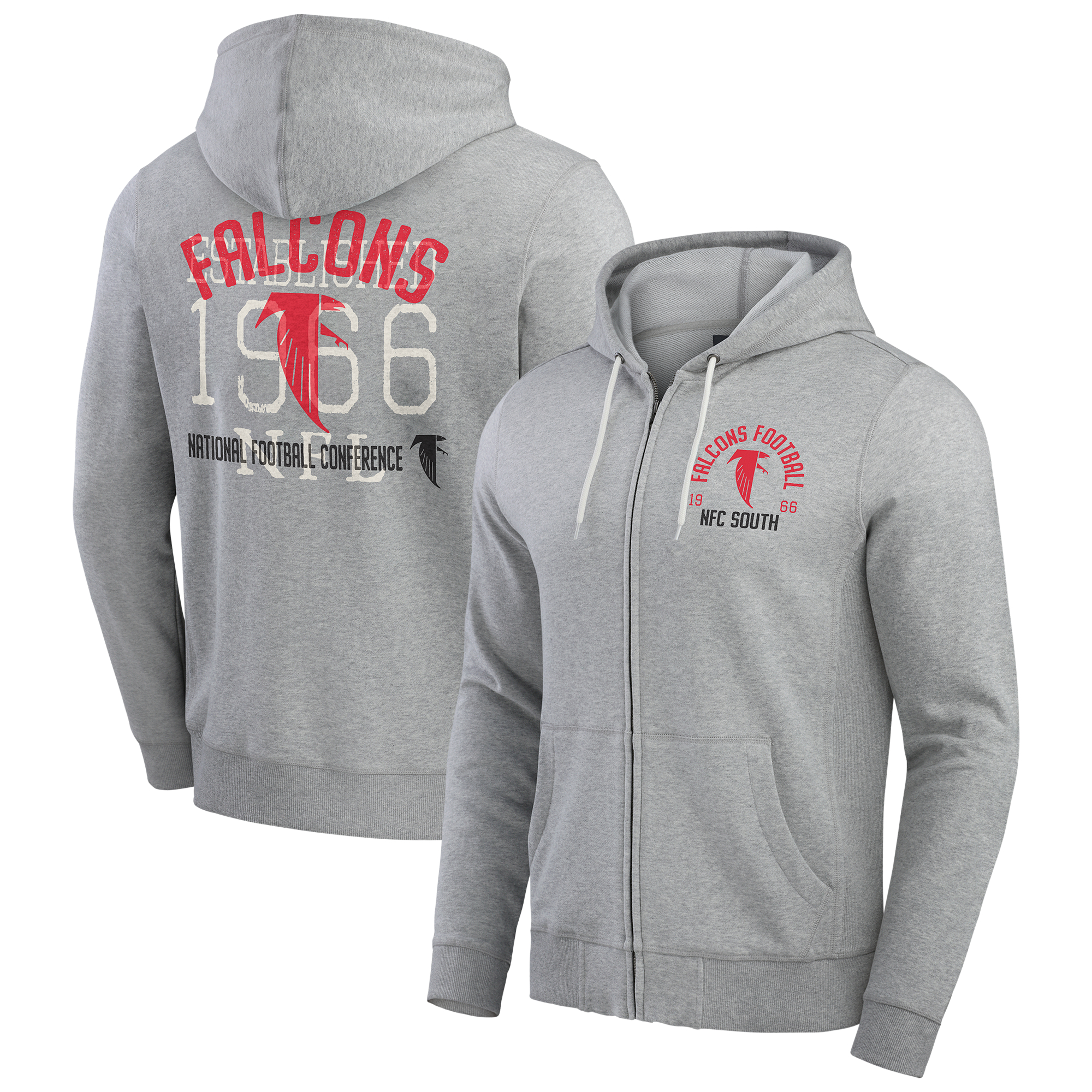 Men's Darius Rucker Collection by Fanatics Heather Gray Atlanta Falcons Vintage Stripe Full-Zip Hoodie