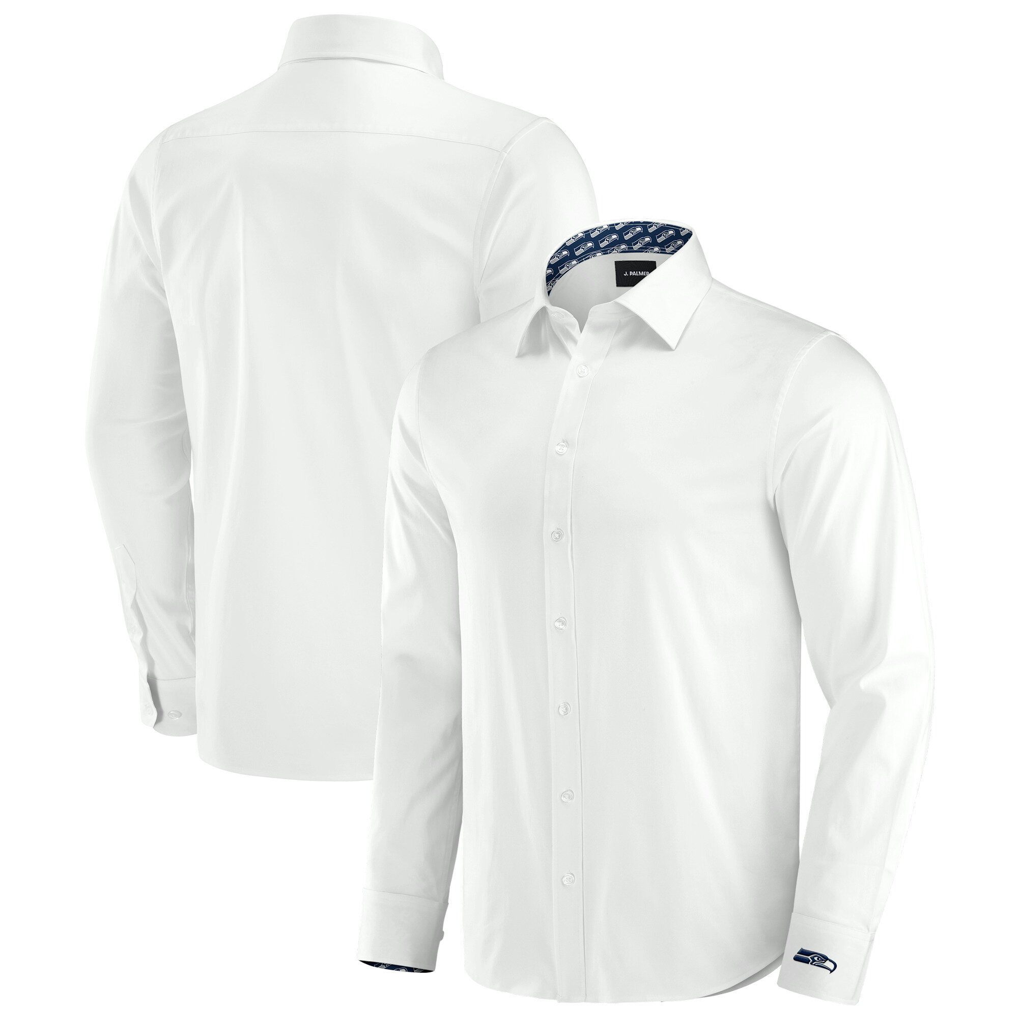 Men's J. Palmer White Seattle Seahawks Man-In-Motion Long Sleeve Button-Up Dress Shirt