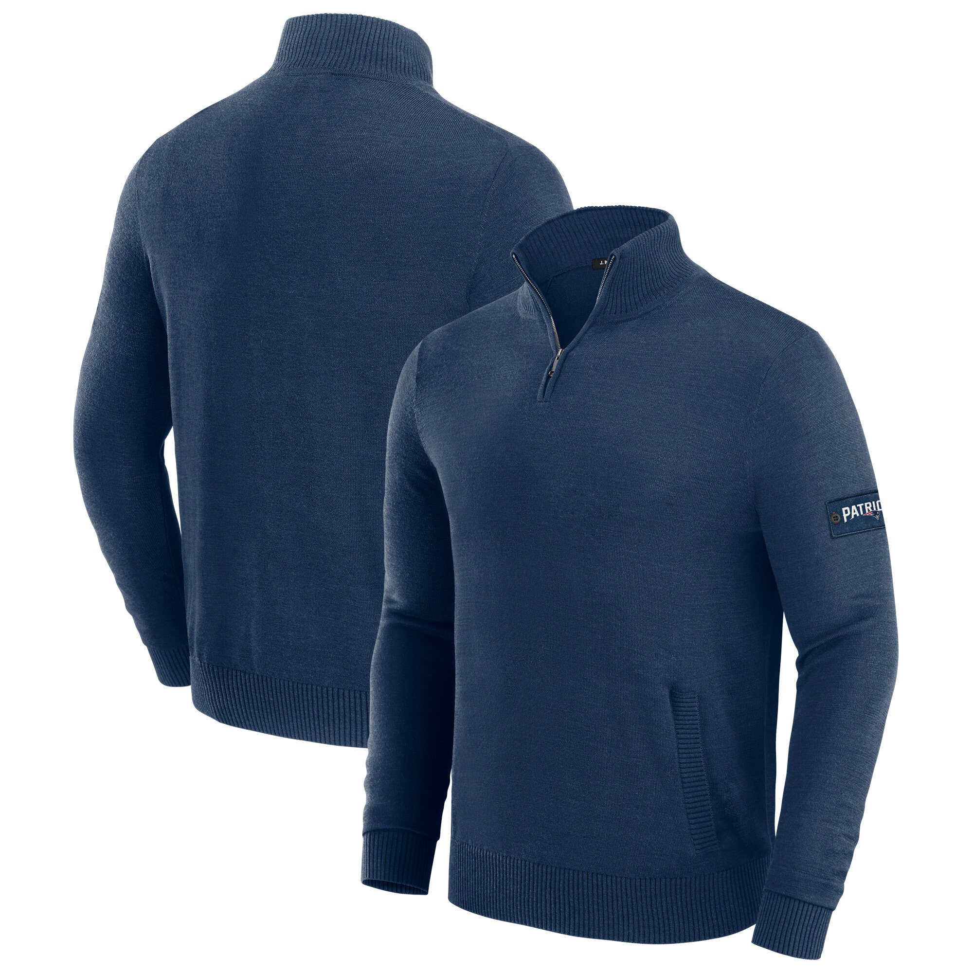 Men's J. Palmer Navy New England Patriots Franchise Quarter-Zip Sweater