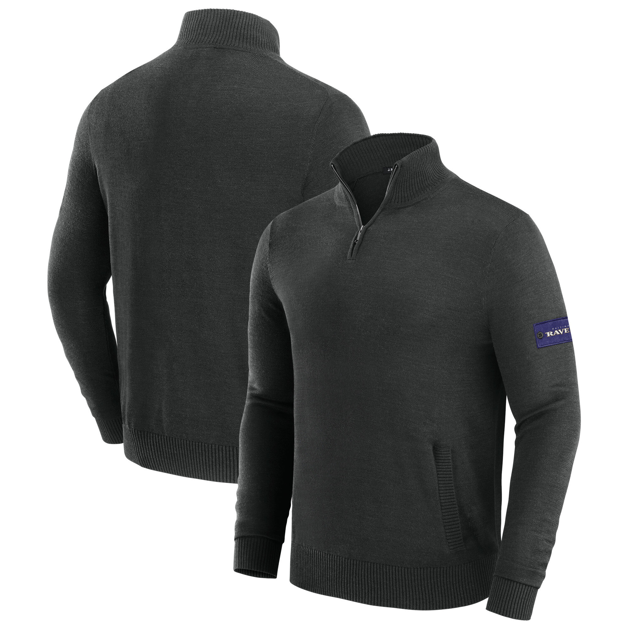 Men's J. Palmer Black Baltimore Ravens Franchise Quarter-Zip Sweater